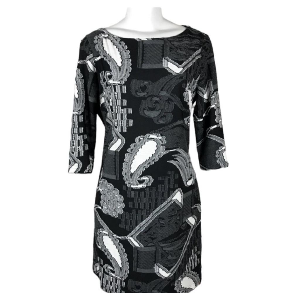 Joseph Ribkoff Dress Size 12 Sheath Textured Paisley Fall Office Siren Career